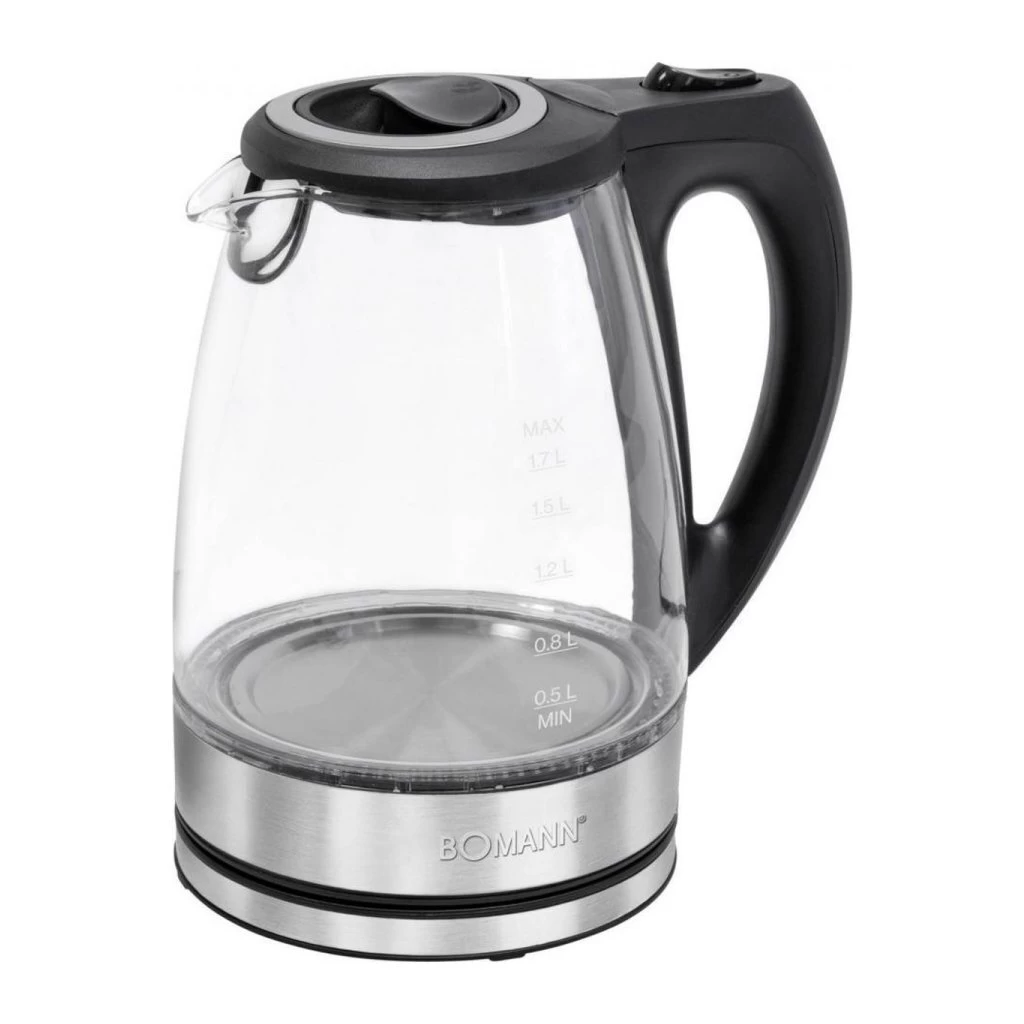 Bomann WKS 6032 G CB Glas Waterkoker 1.7L 2200W RVS/Zwart 3 Bomann WKS 6032 G CB Glas Waterkoker 1.7L 2200W RVS/Zwart