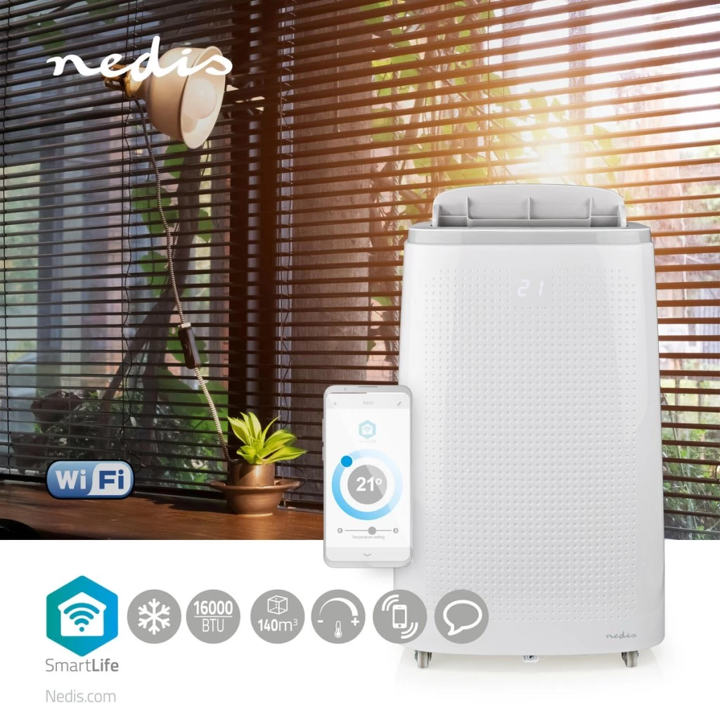 Nedis WIFIACMB1WT16 Smartlife Airconditioner Wi-fi 16000 Btu 140 M³ Ontvochtiging Android™ & Ios Energieklasse: A 3 Snelheden 65 Db Wit 4 Nedis WIFIACMB1WT16 Smartlife Airconditioner Wi-fi 16000 Btu 140 M³ Ontvochtiging Android™ & Ios Energieklasse: A 3 Snelheden 65 Db Wit - Afbeelding 2