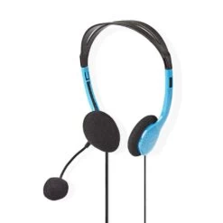 Nedis CHST100BU Pc-headset On-ear 2x 3,5 Mm Connectoren 2,0 M Blauw -Bosch Winkel Nedis CHST100BU Pc headset On ear 2x 35 Mm Connectoren 20 M Blauw 4