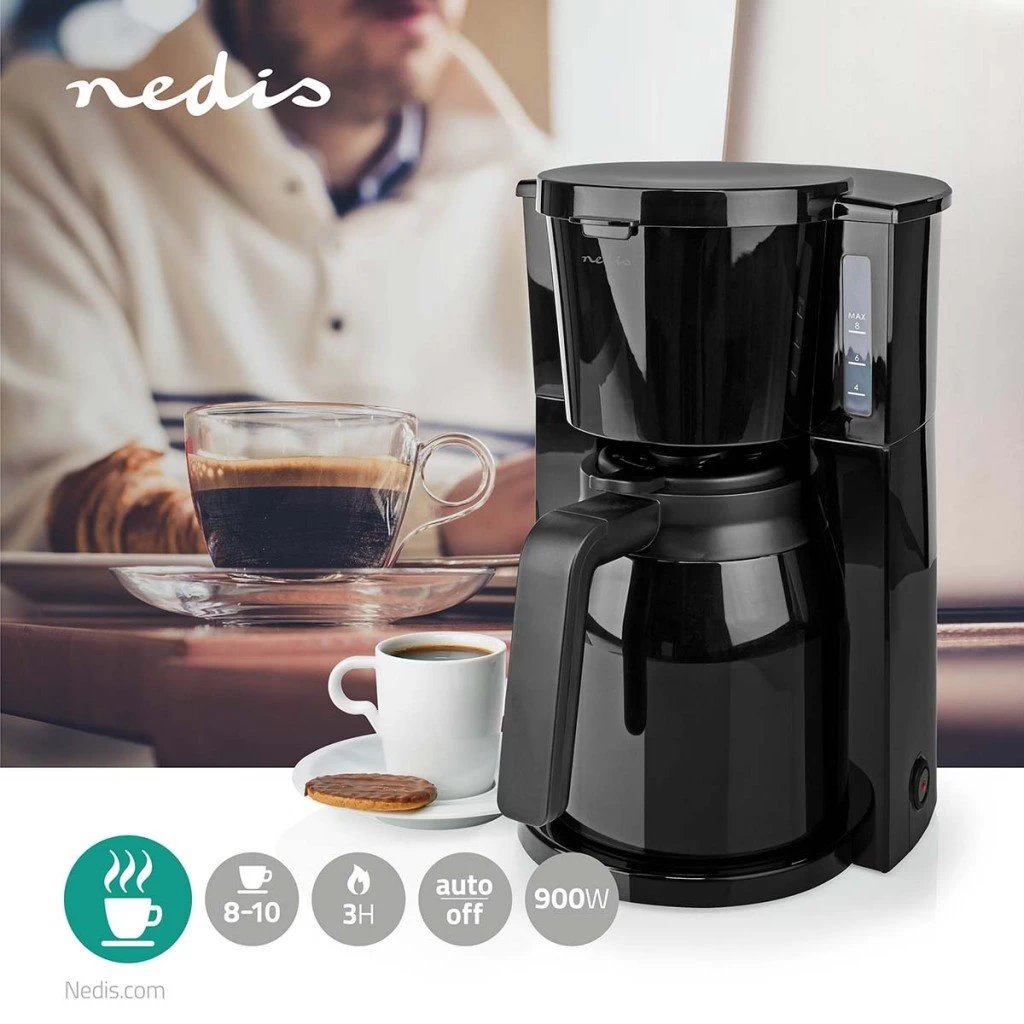 Nedis KACM250EBK Koffiezetapparaat Maximale Capaciteit: 1.0 L 8 Warmhoudfunctie Zwart 4 Nedis KACM250EBK Koffiezetapparaat Maximale Capaciteit: 1.0 L 8 Warmhoudfunctie Zwart - Afbeelding 2