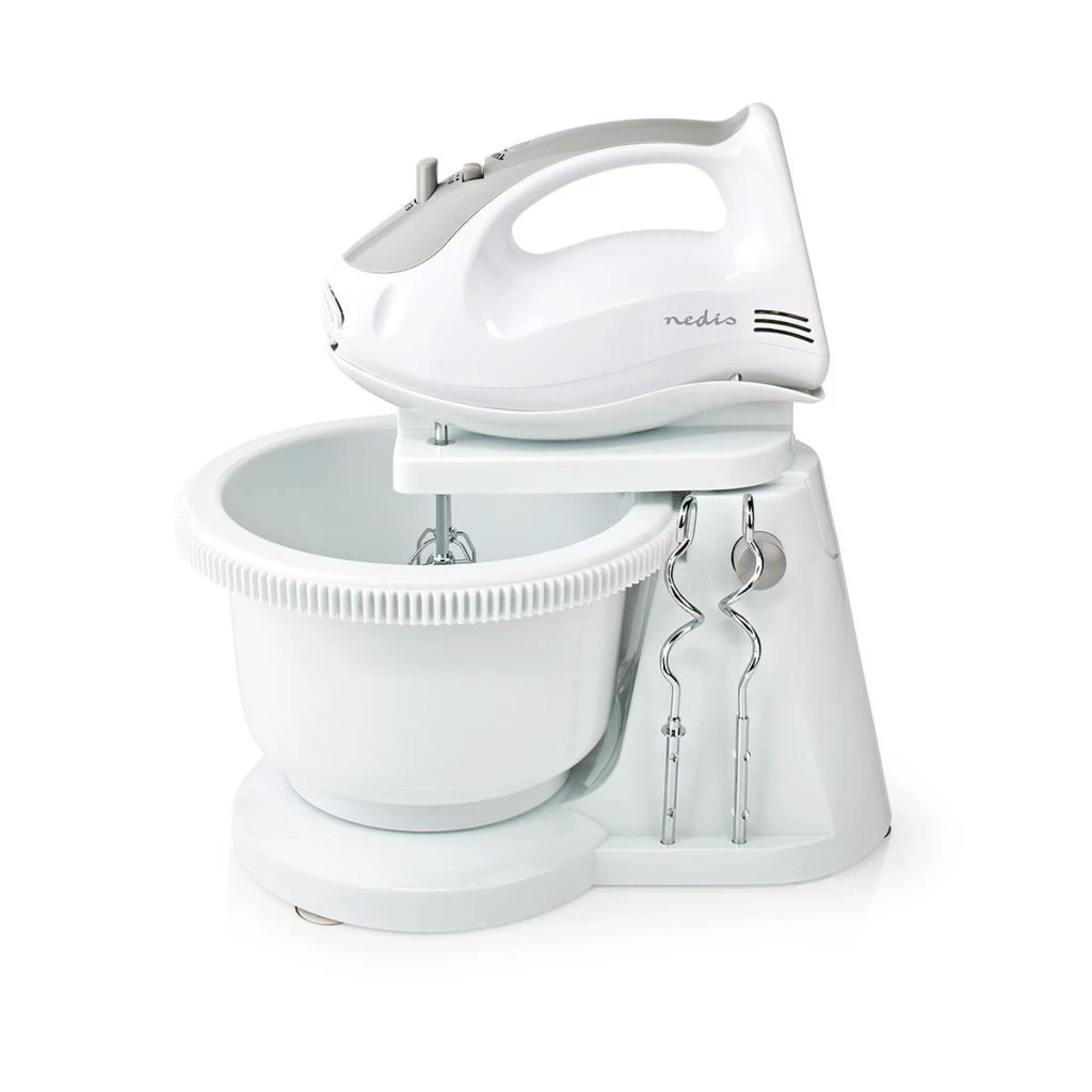 Nedis KAHM110CWT Handmixer 200 W 5-snelheden Turbo-functie Draaikom / 2 Deeghaken / 2 Kloppers Grijs / Wit 7 Nedis KAHM110CWT Handmixer 200 W 5-snelheden Turbo-functie Draaikom / 2 Deeghaken / 2 Kloppers Grijs / Wit - Afbeelding 5