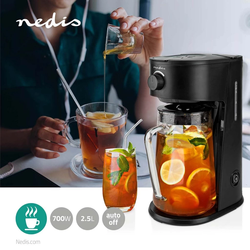 Nedis KAICM200FBK IJskoffie & IJsthee Maker Filter Koffie 2.5 L 6 Kopjes Zwart 4 Nedis KAICM200FBK IJskoffie & IJsthee Maker Filter Koffie 2.5 L 6 Kopjes Zwart - Afbeelding 2