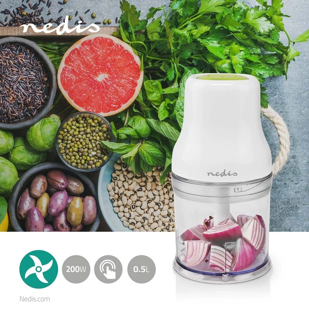 Nedis KAMC100CWT Hakmolen 200 W 0.5 L Kunststof 1-snelheid Wit 4 Nedis KAMC100CWT Hakmolen 200 W 0.5 L Kunststof 1-snelheid Wit - Afbeelding 2