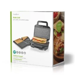 Nedis KAMG110FBK Multi Grill Grill / Sandwich / Waffle 700 W 22 X 12.5 Cm Automatische Temperatuurregeling Kunststof / Roestvrij Staal -Bosch Winkel Nedis KAMG110FBK Multi Grill Grill Sandwich Waffle 700 W 22 X 12.5 Cm Automatische Temperatuurregeling Kunststof Roestvrij Staal 8