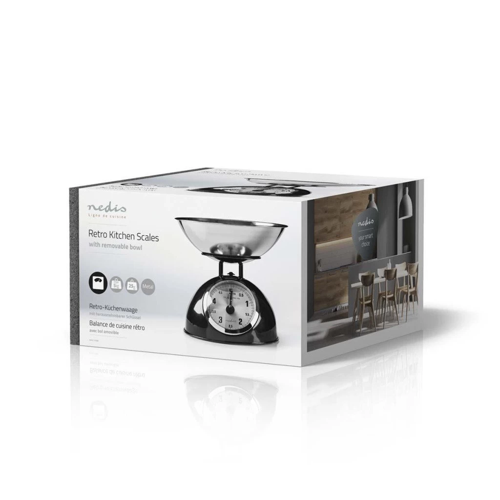 Nedis KASC110BK Retro Keukenweegschaal Analoog Metaal Zwart 4 Nedis KASC110BK Retro Keukenweegschaal Analoog Metaal Zwart - Afbeelding 2