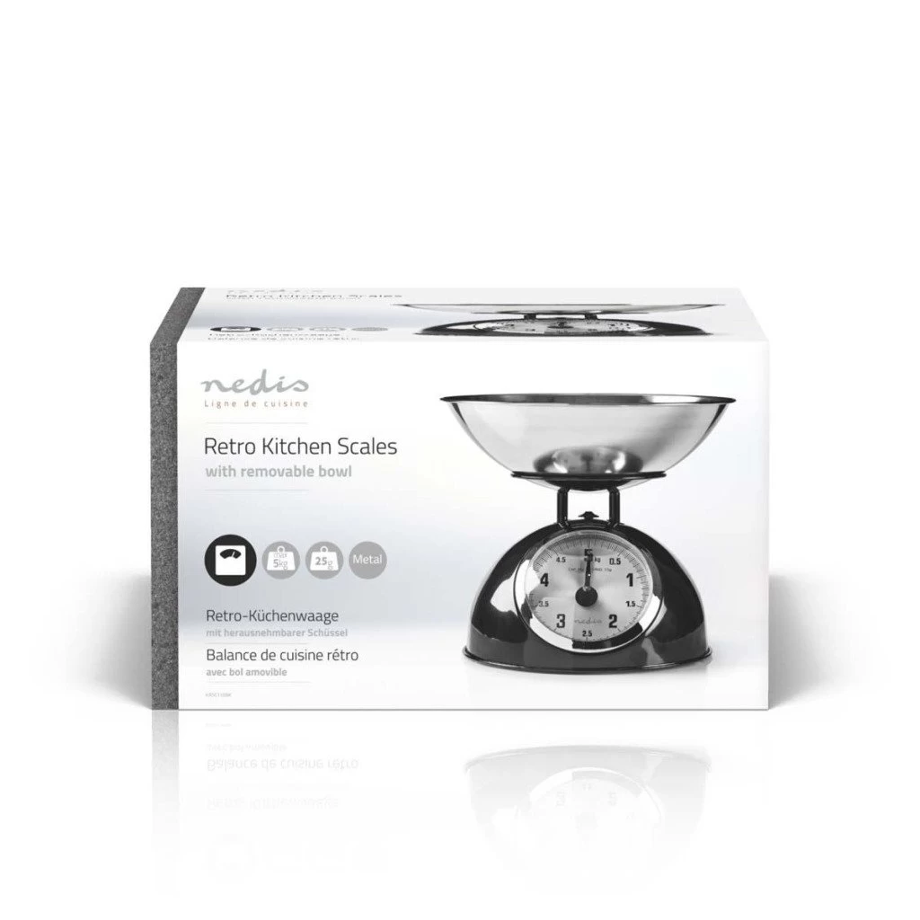 Nedis KASC110BK Retro Keukenweegschaal Analoog Metaal Zwart 5 Nedis KASC110BK Retro Keukenweegschaal Analoog Metaal Zwart - Afbeelding 3