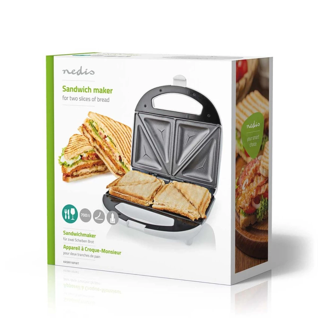 Nedis KASM110FWT Sandwich Maker 700 W 20.5 X 12 Cm Automatische Temperatuurregeling Abs 11 Nedis KASM110FWT Sandwich Maker 700 W 20.5 X 12 Cm Automatische Temperatuurregeling Abs - Afbeelding 9