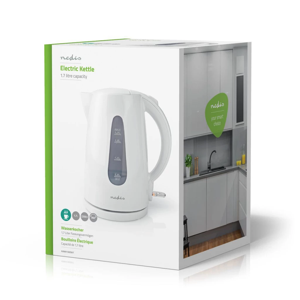 Nedis KAWK130EWT Waterkoker 1.7L 2200W Wit 10 Nedis KAWK130EWT Waterkoker 1.7L 2200W Wit - Afbeelding 8