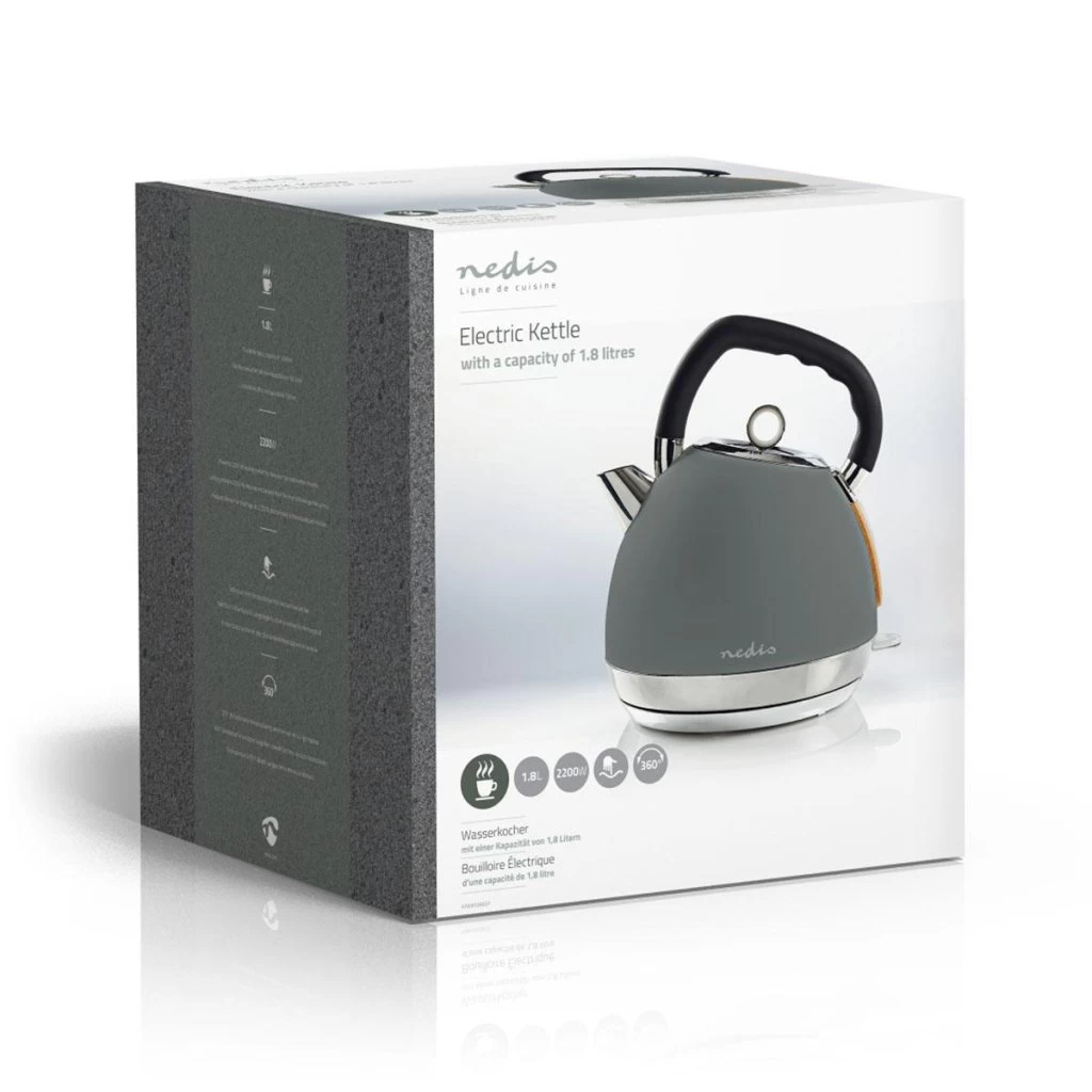 Nedis KAWK520EGY Waterkoker 1,8L 2200W Soft-Touch Grijs 8 Nedis KAWK520EGY Waterkoker 1,8L 2200W Soft-Touch Grijs - Afbeelding 6