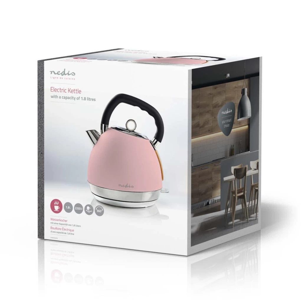Nedis KAWK520EPK Waterkoker 1,8L 2200W Soft-Touch Roze 11 Nedis KAWK520EPK Waterkoker 1,8L 2200W Soft-Touch Roze - Afbeelding 9