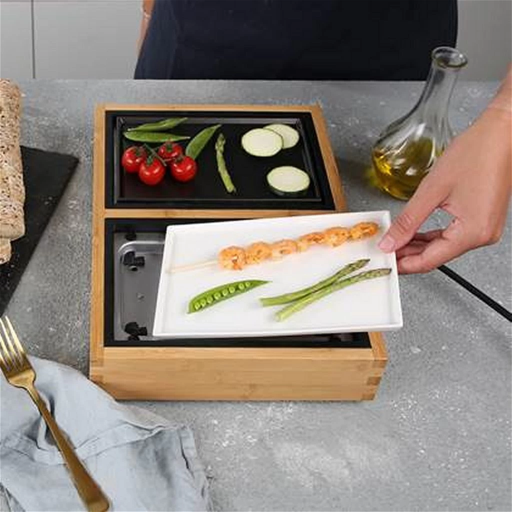 Princess 104040 Dinner4 All Pure Gourmetstel Zwart/Bamboe 5 Princess 104040 Dinner4 All Pure Gourmetstel Zwart/Bamboe - Afbeelding 3